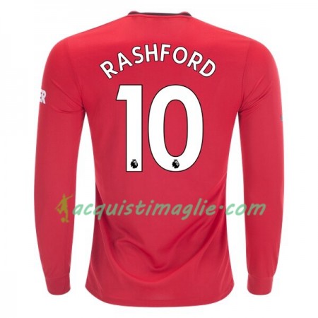 Divisa di Calcio Manchester United Marcus Rashford 10 Prima 2019/2020 Manica Lunga